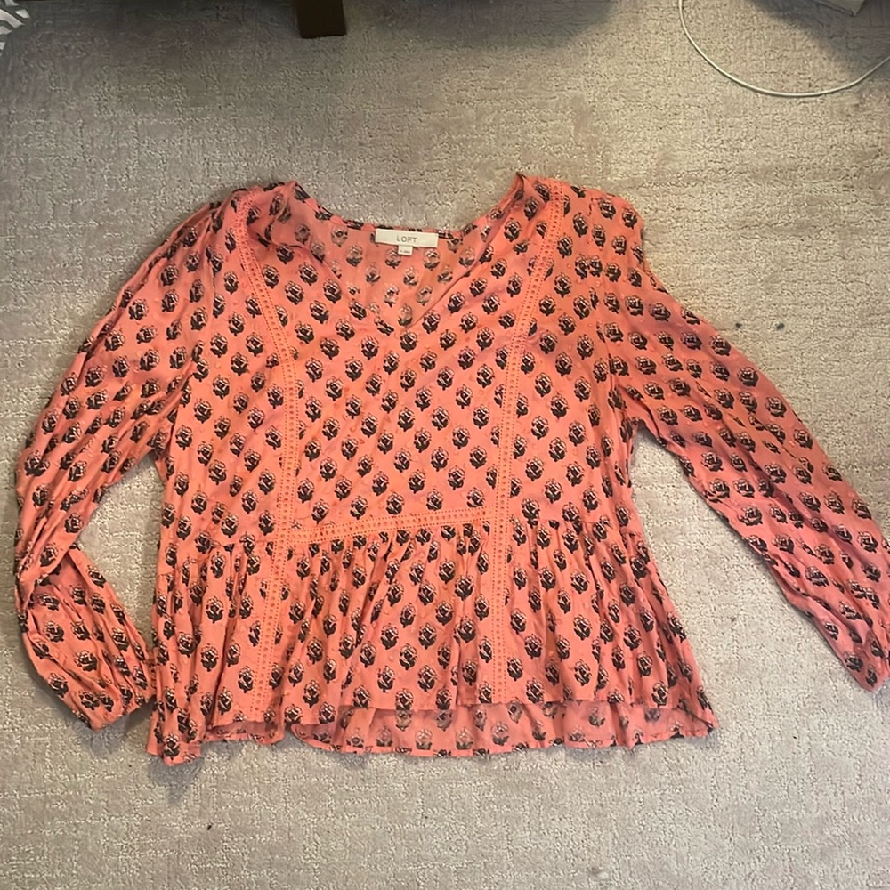 Patterned, long sleeve Loft blouse